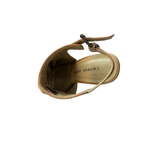 Chinese Laundry Women's 9.5 Brown Leather Woven Peep Toe Sandals - Picture 4 of 12